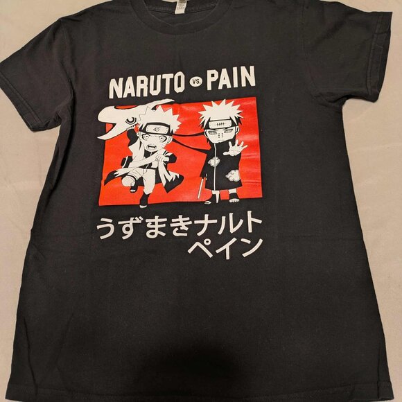 Naruto vs Pain Graphics Tee Mens Small Black Shortsleeve Pullover Top - Picture 1 of 8